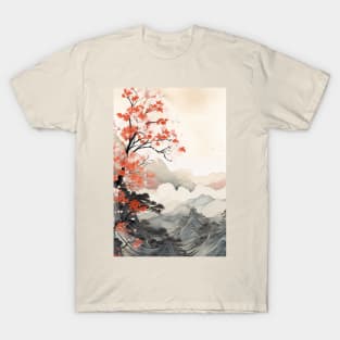 Misty japanese watercolor momiji T-Shirt